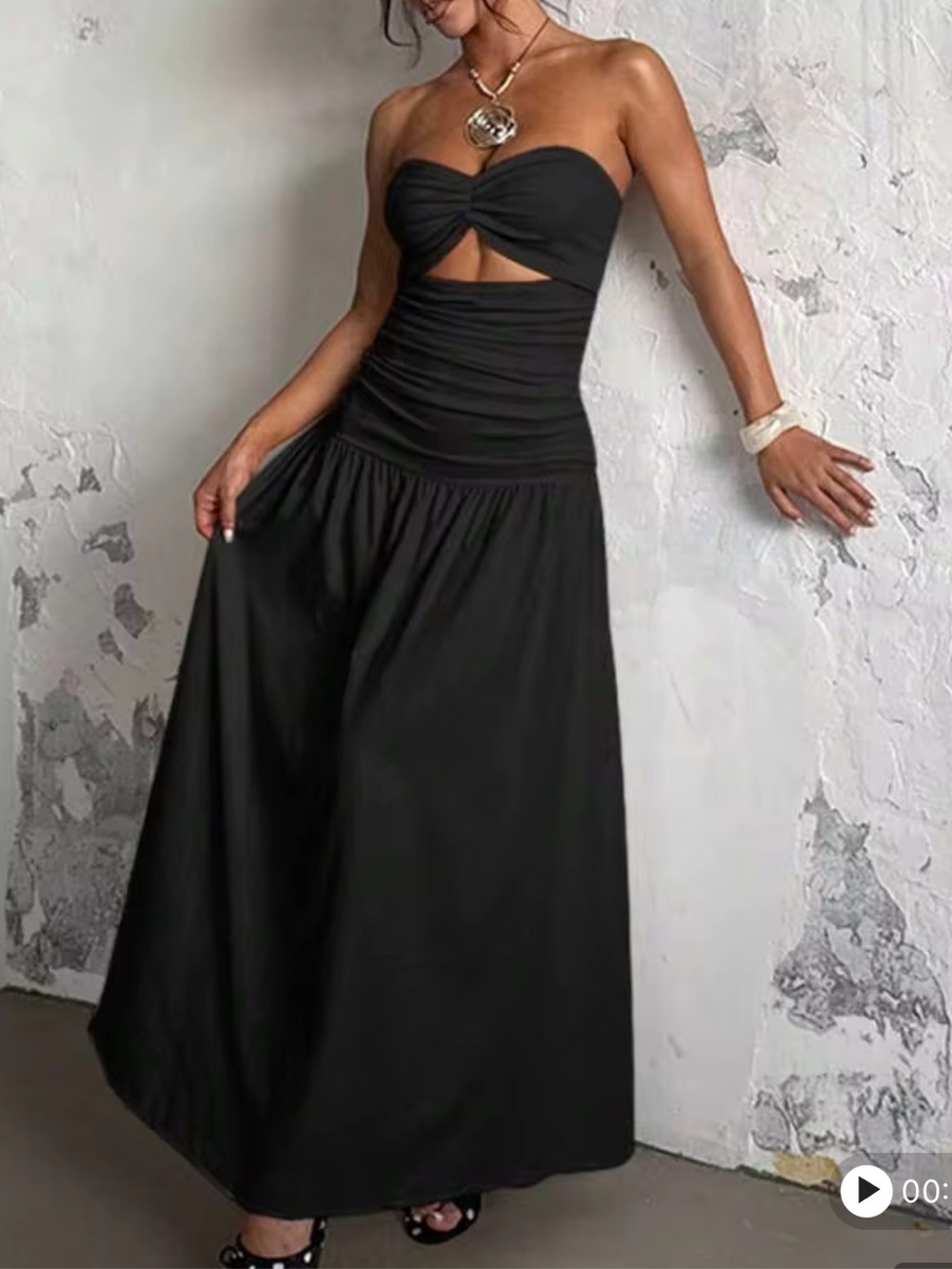 SHEIN Black Strapless Cutout Maxi Dress